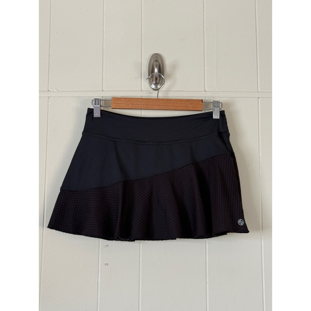 Lija Womens Black Textured Mesh Tennis Golf Skort Size S Pickleball Sporty